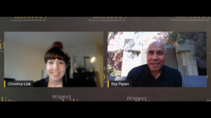 Still from Christina Lisk and Roy Payan's interview with both of them smiling.