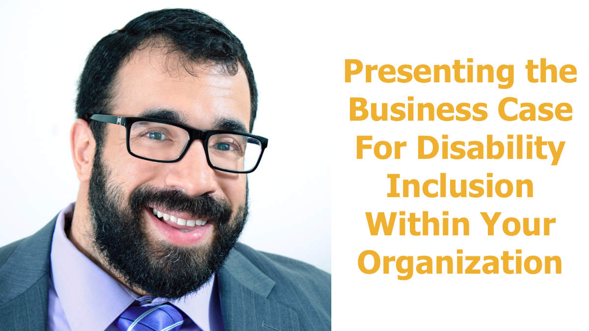 Matan Koch smiling headshot. Text reads "Presenting the Business Case For Disability Inclusion Within Your Organization"