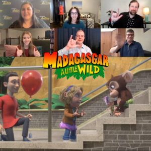 Screenshot from panel discussion with team behind Madagascar A Little Wild, and still from episode of Madagascar A Little Wild that featured Shaylee Mansfield's sign-over performance. logo for Madagascar A Little Wild