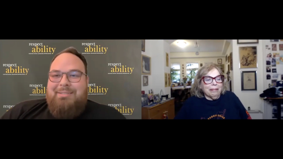 Ben Bond and Judy Heumann on Zoom as part of our JDAIM webinar with Judy Heumann