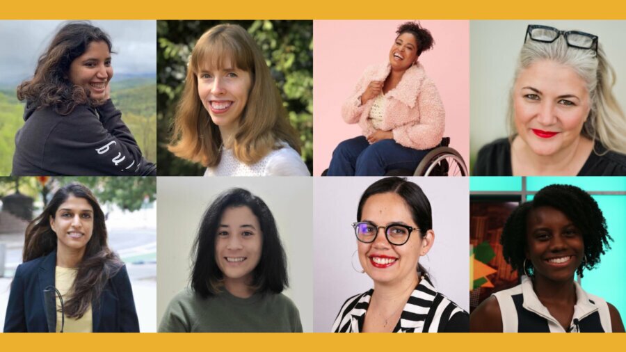 Headshots of eight women with disabilities