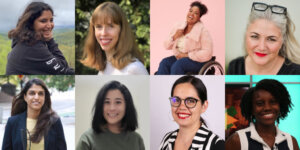 Headshots of eight women with disabilities