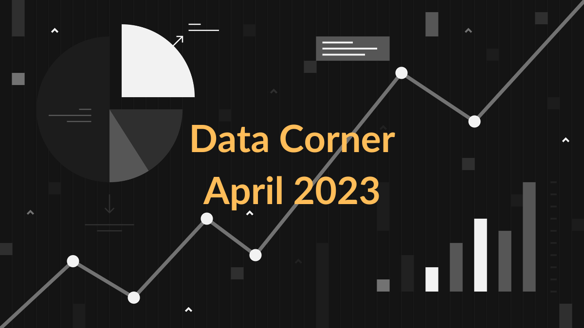 illustration of charts and graphs. text: Data Corner April 2023