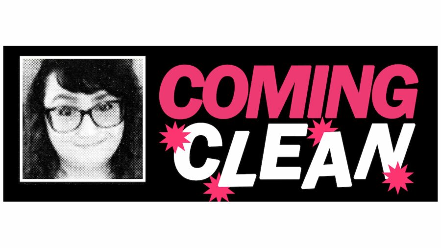 Coming Clean film logo next to a still of Amelia Green