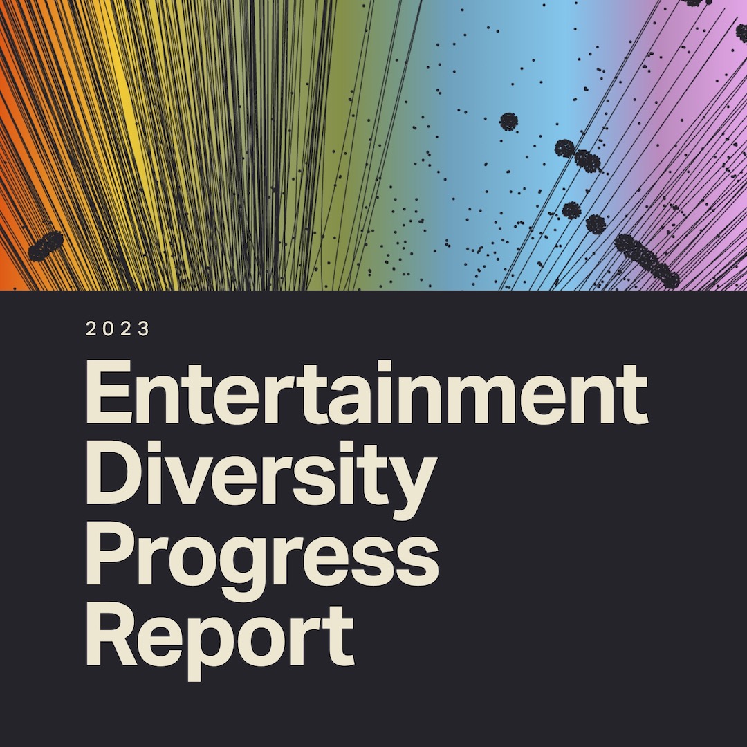 colorful cover artwork for 2023 Entertainment Diversity Progress Report from Luminate