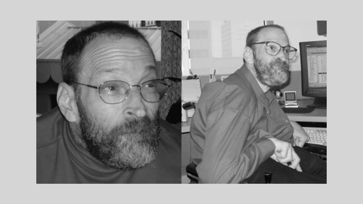 Two greyscale photos of Neil Jacobson.