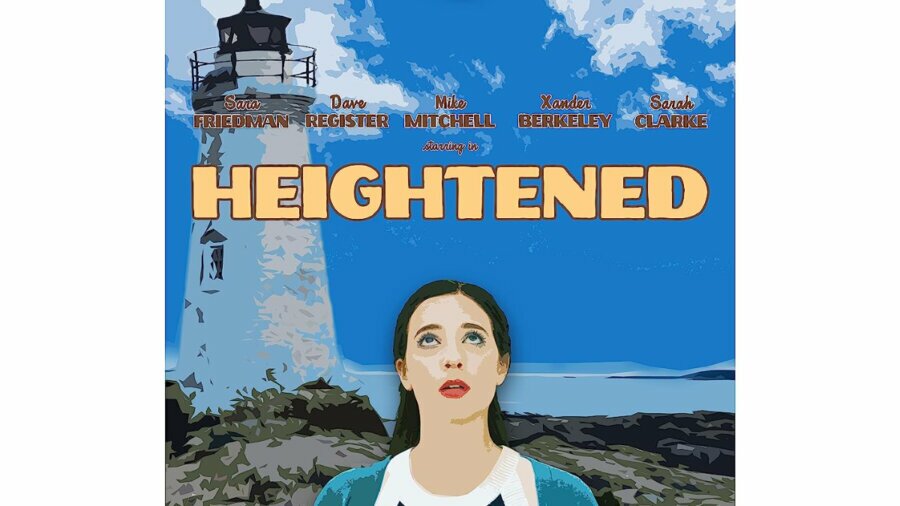 poster for heightened with the film's main character in front of a lighthouse