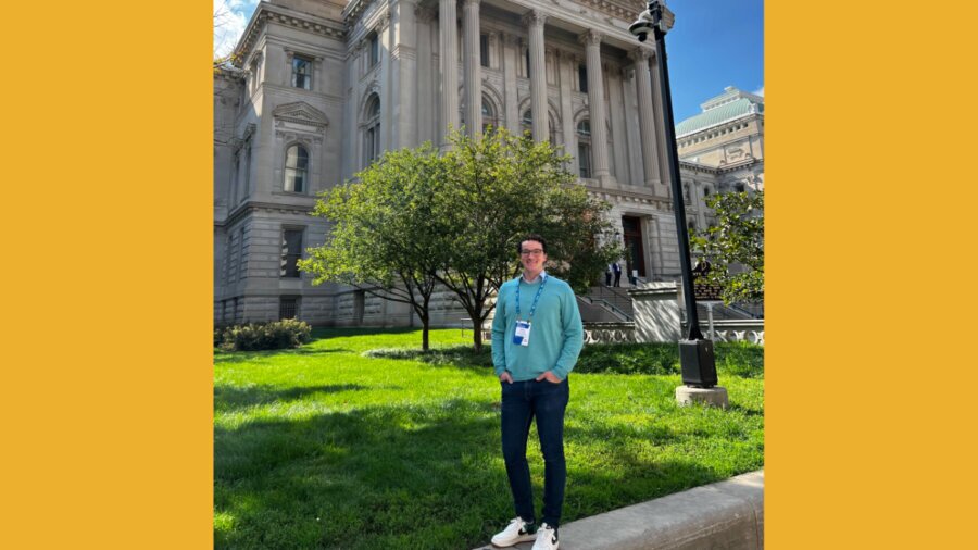 Jimmy Fremgen smiling outside of the Indianapolis State Capital