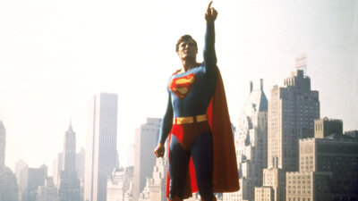 Christopher Reeve as SuperMan in a still from the documentary film Super/Man