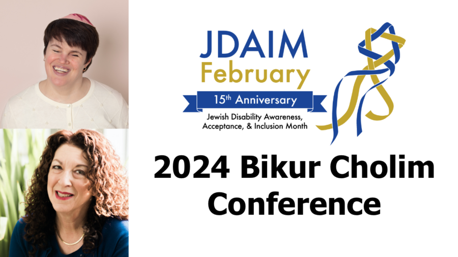 Headshots of Rabbi Lauren Tuchman and Shelly Christensen. JDAIM 15th anniversary logo. Text reads 2024 Bikur Cholim Conference