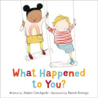 cover art for What Happened To You with a child with one leg on a swingset