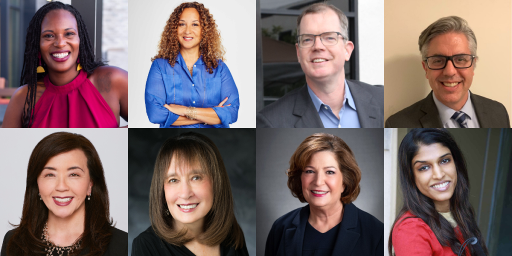headshots of the eight executive committee members of Disability Belongs™