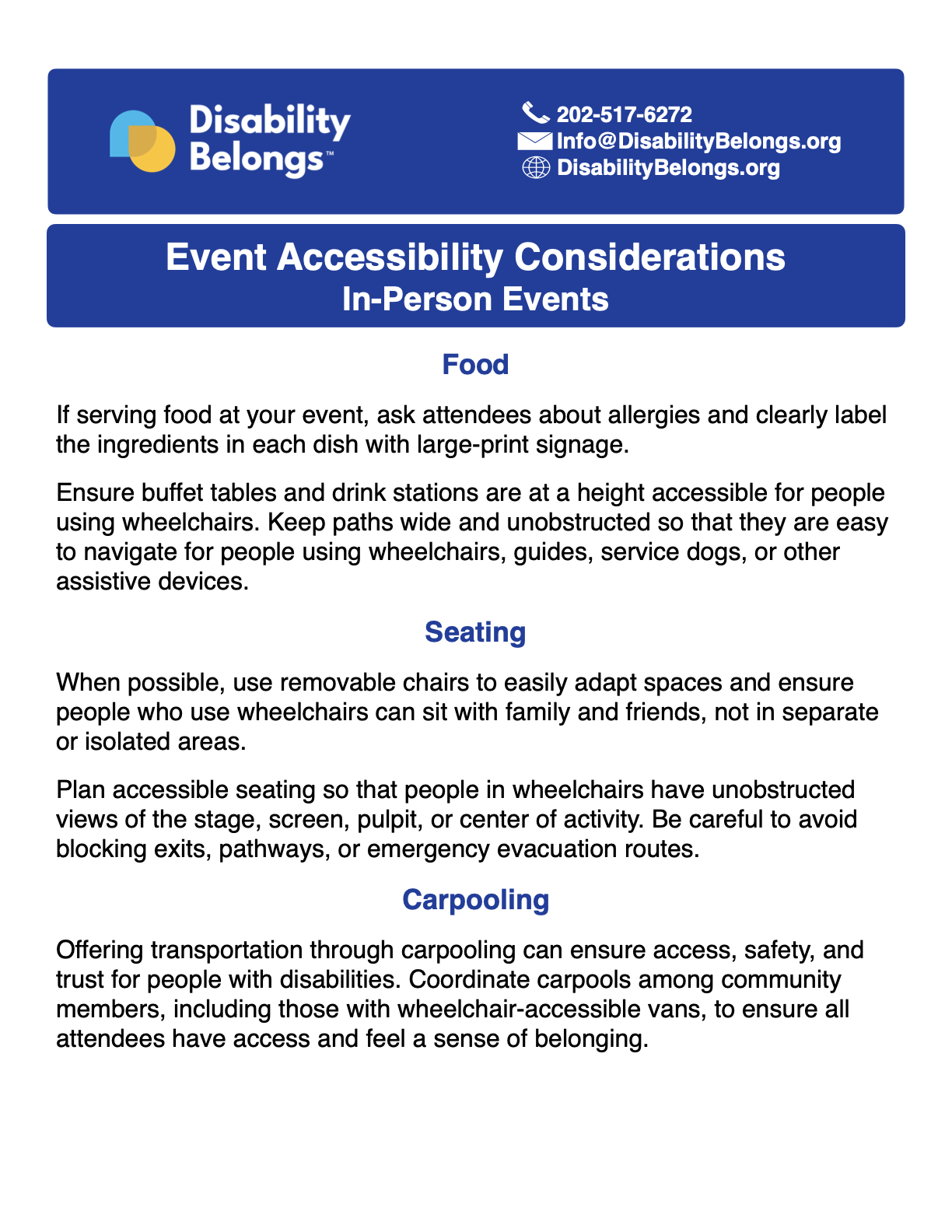 screenshot of first page of PDF version of event accessibility considerations for in-person events