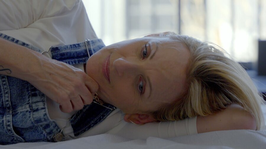 still from Sundance Film Marlee Matlin Not Alone Anymore showing Matlin laying down