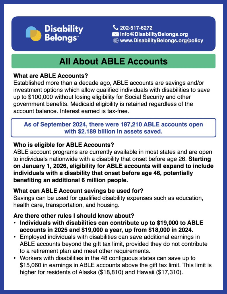 ABLE Account one pager with text that is on this website