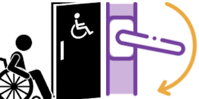 an easy to turn door handle and an accessible door representing low physical effort