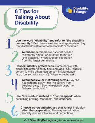 thumbnail of 6 tips for talking about disability one pager