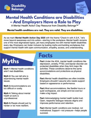 screenshot of Mental Health Conditions are Disabilities resource from Disability Belongs