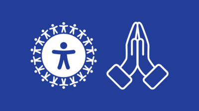 icons for accessibility and hands praying
