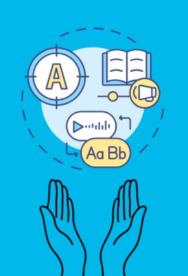 graphic of praying hands below various icons representing assistive technologies.
